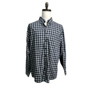 LL Bean Plaid 100% Cotton Button Down Shirt Men’s Size XL Long Sleeve Blue Green